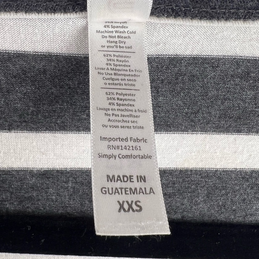 LuLaRoe Striped Swing Tunic Tee Gray White Short Sleeve Soft Stretch XXS - Picture 4 of 7